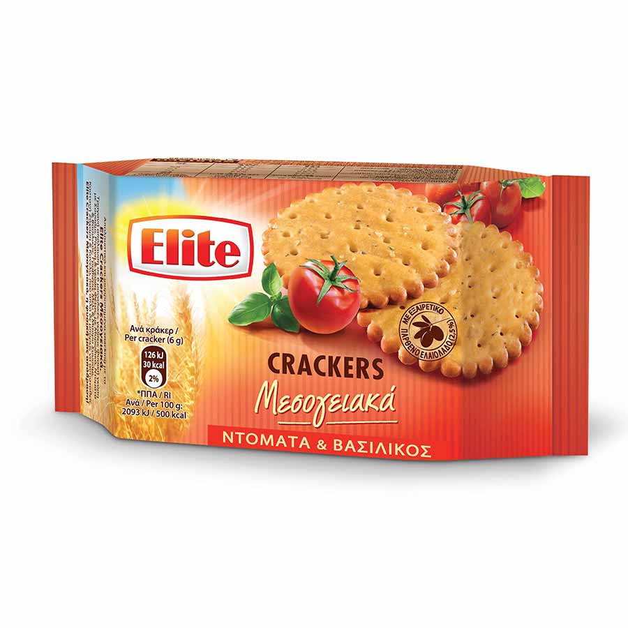 Elite Crackers Μεσογειακά Ντομάτα & Βασιλικός (105gr)
