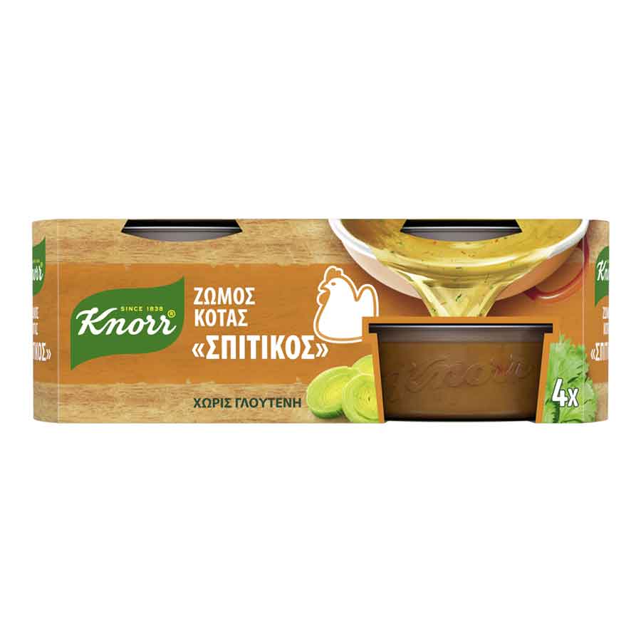Knorr Σπιτικός Ζωμός Φρέσκος Κότας Χωρίς Γλουτένη (4x28gr)