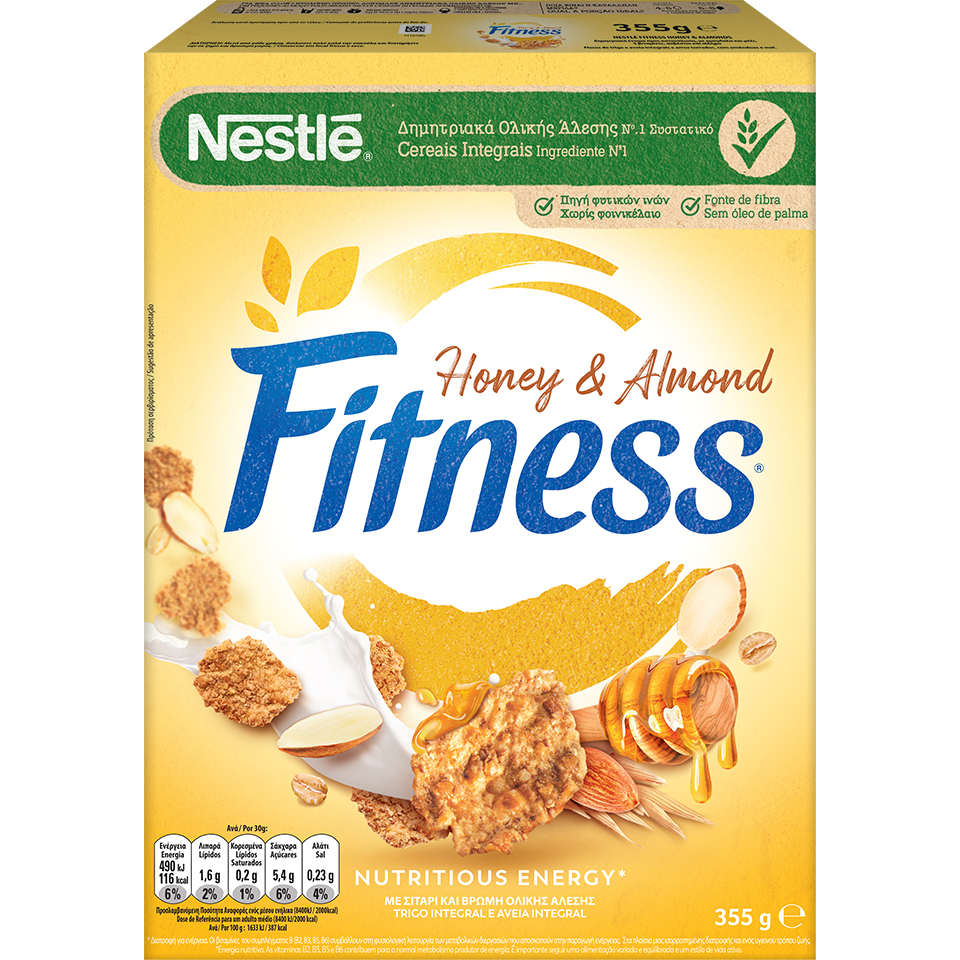 Nestle Fitness Δημητριακά με μέλι και αμύγδαλα (355gr)