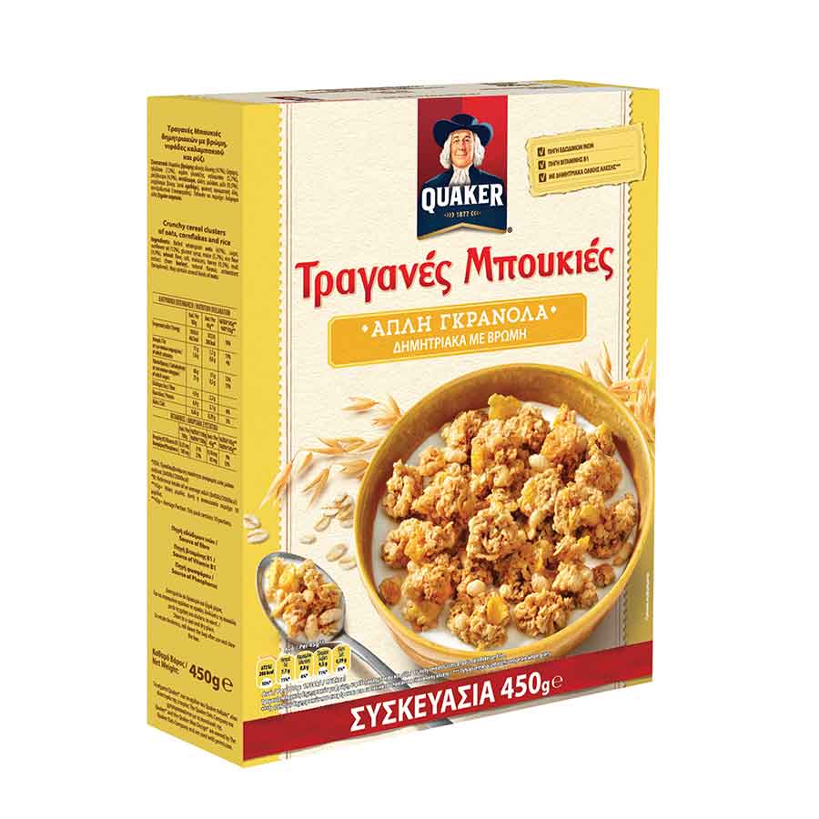 Quaker Τραγανές Μπουκιές Δημητριακά Με Βρώμη & Granola (450gr)