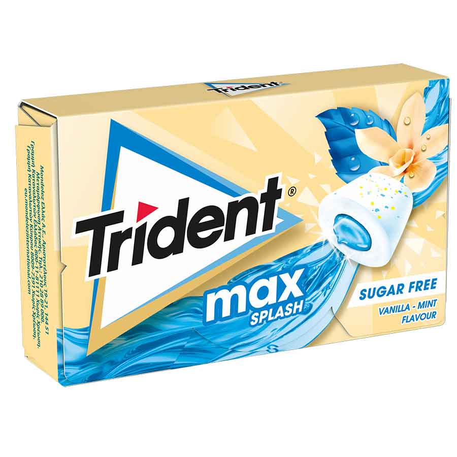 Trident max splash τσίχλα vanilla mint (22gr)