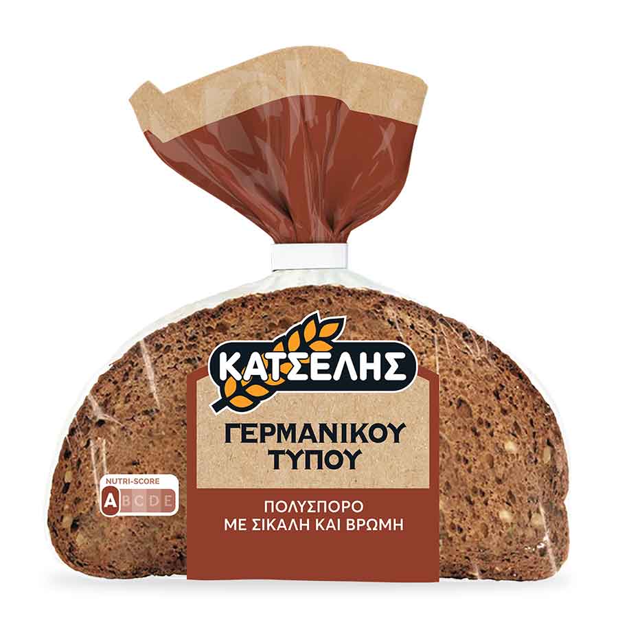 Κατσέλης Ψωμί Γερμανικού Τύπου Πολύσπορο Με Σίκαλη & Βρώμη Σε Φέτες (500gr)