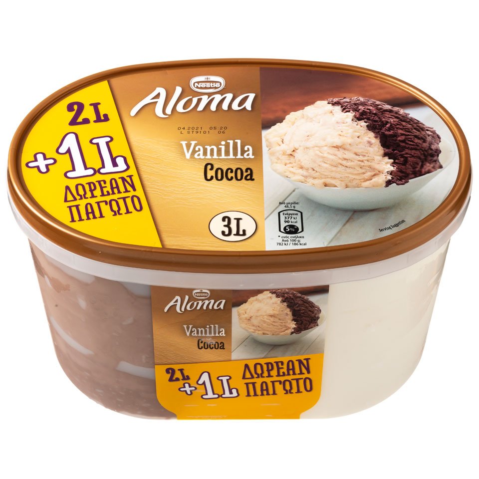 ALOMA παγωτό βανίλια κακάο 3lt