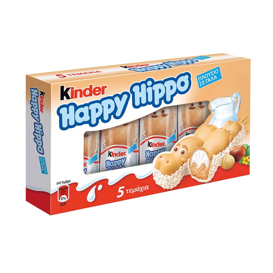 Ferrero Kinder Happy Hippo Σοκολατάκια Γάλακτος Φουντούκι 5τμχ (103.5gr)