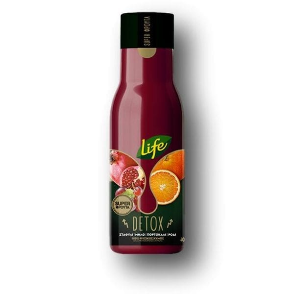 Life Detox Φυσικός Χυμός Σταφύλι Μήλο Πορτοκάλι Ρόδι (400ml)