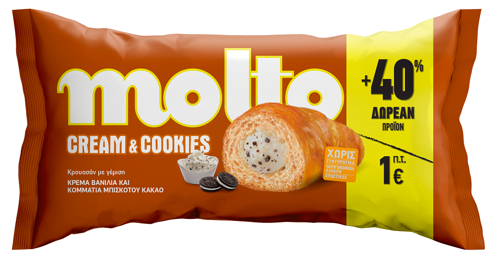 Molto Cream & Cookie Pralin 110g 40% Product Gift
