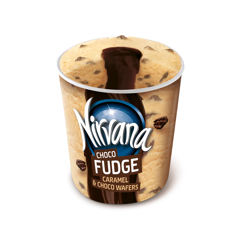 NIRVANA CHOCO FUDGE CARAMEL & CHOCO WAFFER 0.85lt
