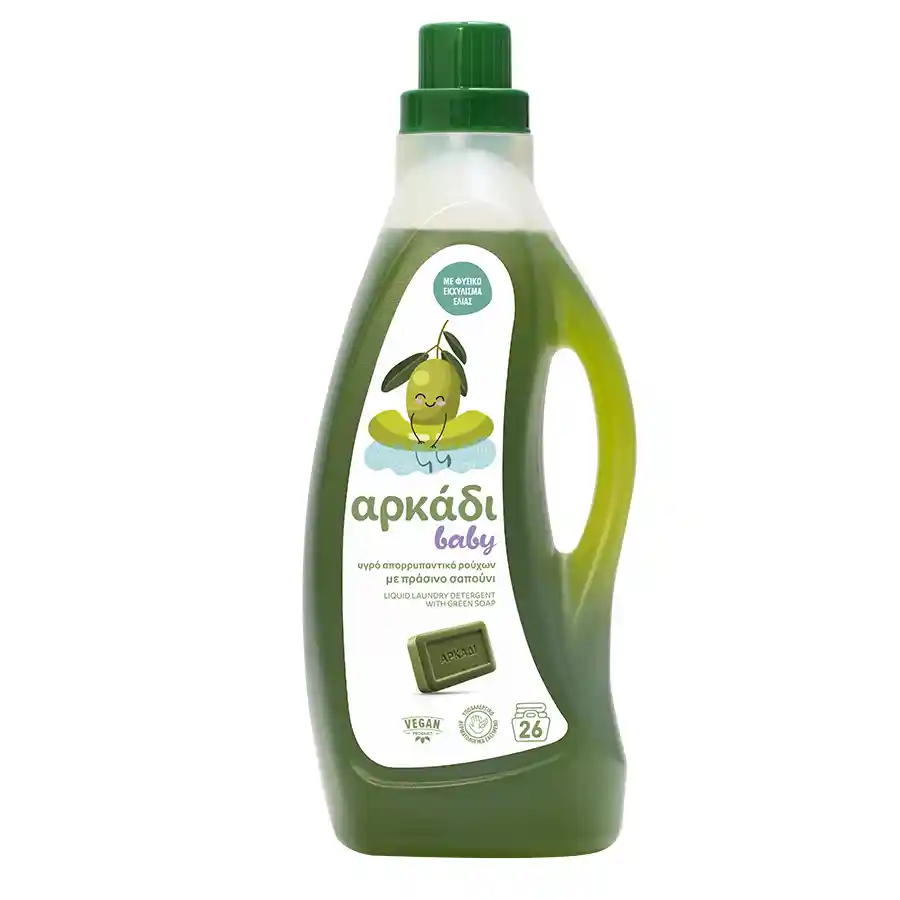 Αρκάδι Baby Υγρό Απορρυπαντικό Πλυντηρίου Ρούχων Με Πράσινο Σαπούνι (26mez)