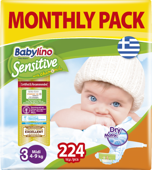 BABYLINO SENSITIVE MONTHLY PACK NO3 4-9KG 224TM
