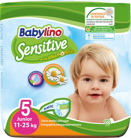 Babylino Sensitive Chamomile Πάνες με Αυτοκόλλητο No. 5 για 11-25kg (18τμχ)