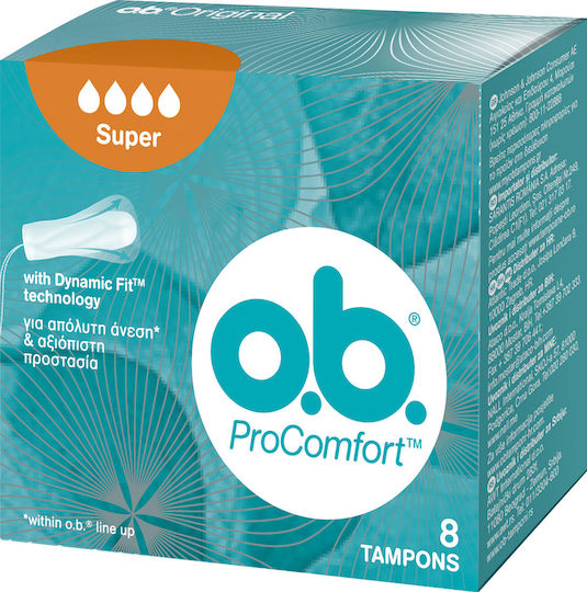 O.B. Ταμπόν ProComfort Curved Grooves για Αυξημένη Ροή (8τεμ)