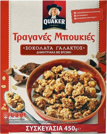 Quaker Τραγανές Μπουκιές Δημητριακά Με Βρώμη & Σοκολάτα Γάλακτος (450gr)
