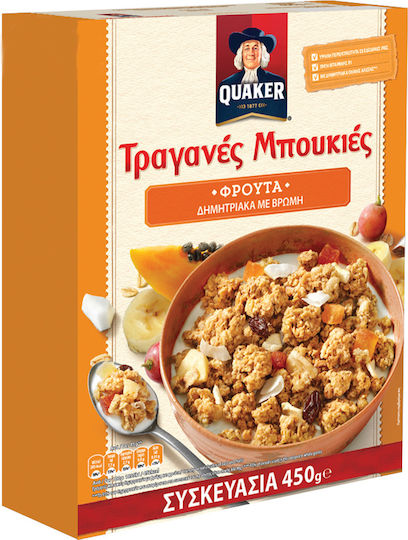 Quaker Τραγανές Μπουκιές Δημητριακά Με Βρώμη & Φρούτα (450gr)