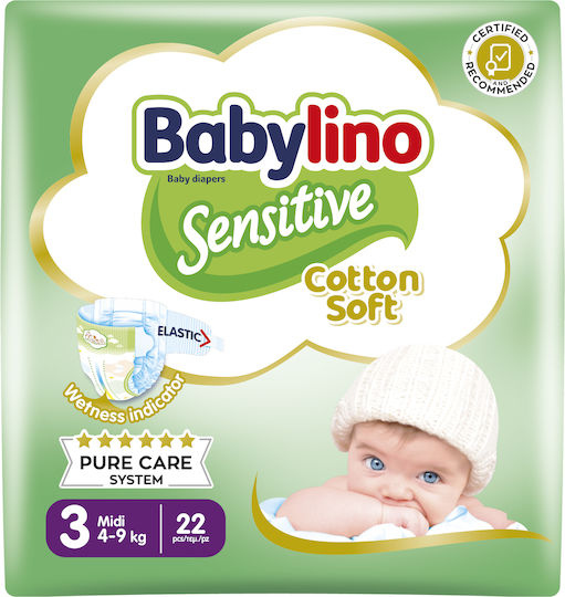 Babylino Πάνες με Αυτοκόλλητο Cotton Soft Sensitive No. 3 για 4-9kg (22τμχ)