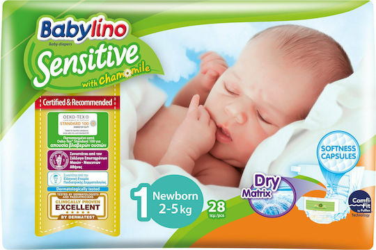 Babylino Sensitive Chamomile Πάνες με Αυτοκόλλητο No. 1 για 2-5kg (28τμχ)