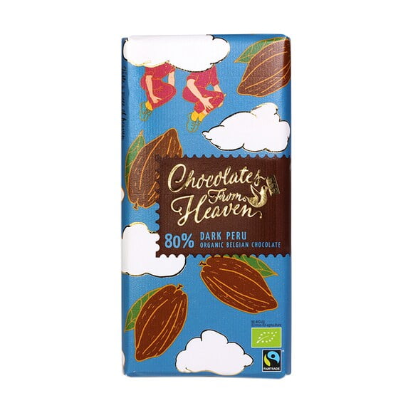 Chocolates from Heaven Peru Dark Οrganic Βιολογικό Προϊόν Σοκολάτα Υγείας με 80% Κακάο (100gr)