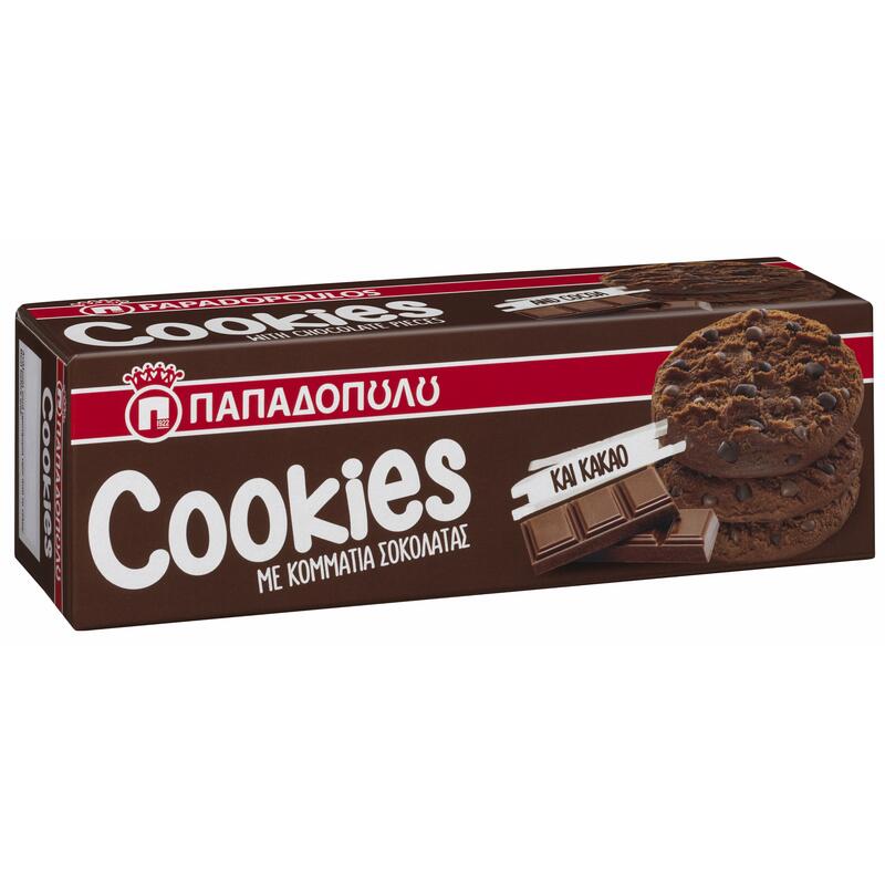 Παπαδοπούλου Cookies με κακάο & κομμάτια σοκολάτας (180gr)