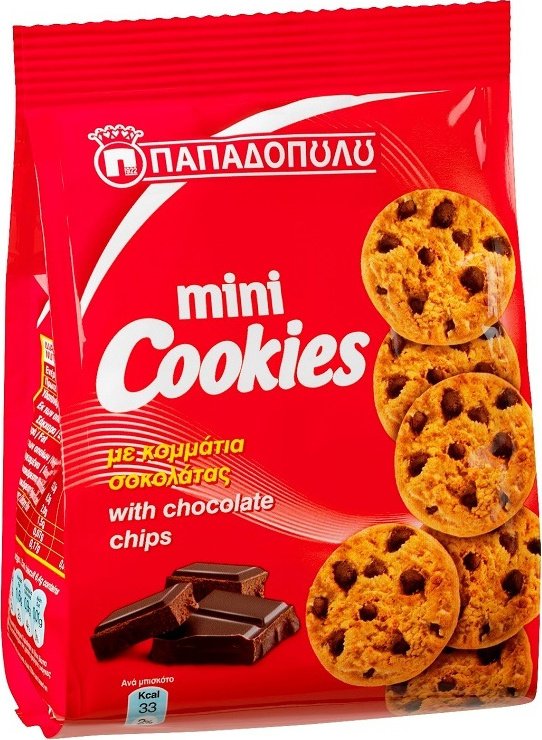 Παπαδοπούλου Mini Cookies με κομμάτια σοκολάτας (70gr)