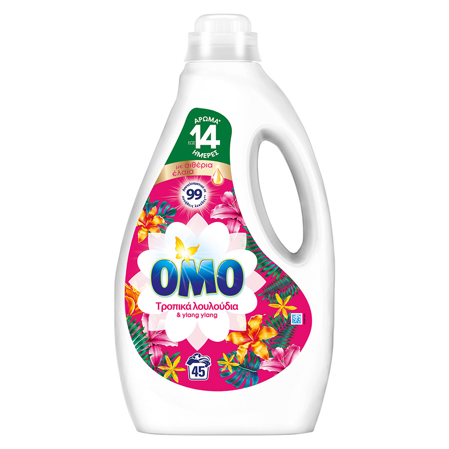 Omo Υγρό Απορρυπαντικό Πλυντηρίου Ρούχων Τροπικά Λουλούδια & Ylang (30 Μεζούρες)