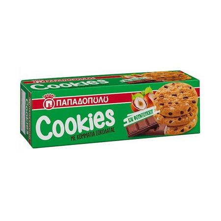Παπαδοπούλου Cookies με κομμάτια σοκολάτας & φουντούκια (180gr)