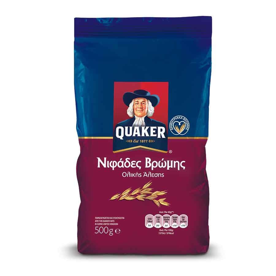 Quaker Νιφάδες Βρώμης Ολικής Άλεσης (500gr)