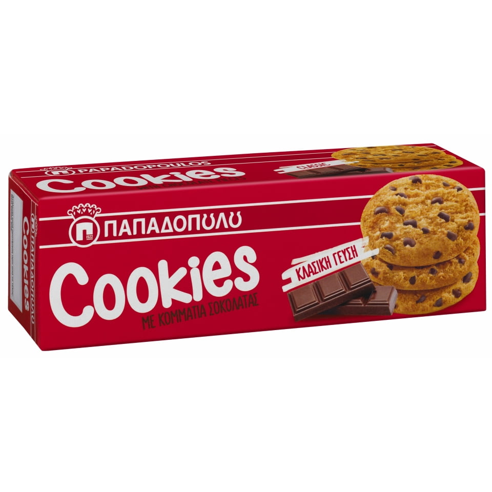 Παπαδοπούλου Cookies με κομμάτια σοκολάτας (180gr)