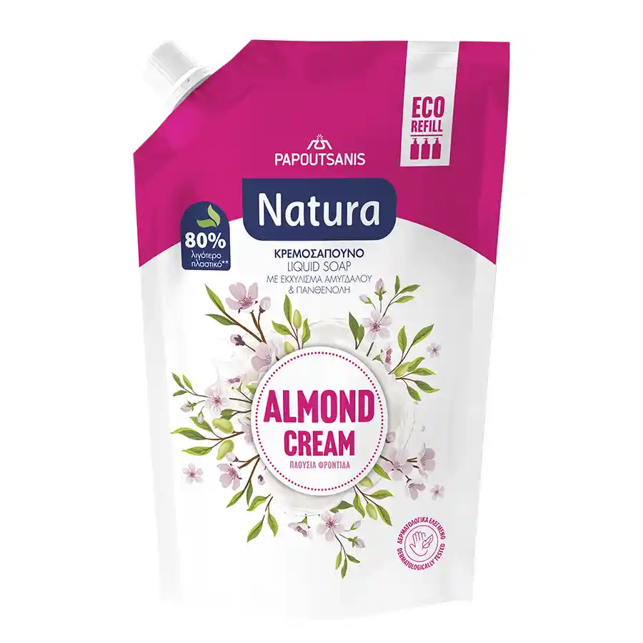 Papoutsanis Natura Κρεμοσάπουνο Almond Cream Ανταλλακτικό (750ml)