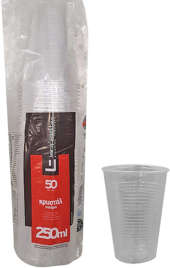 Ποτήρι μιας Χρήσης Πλαστικό Διάφανο 250ml (50τμχ)