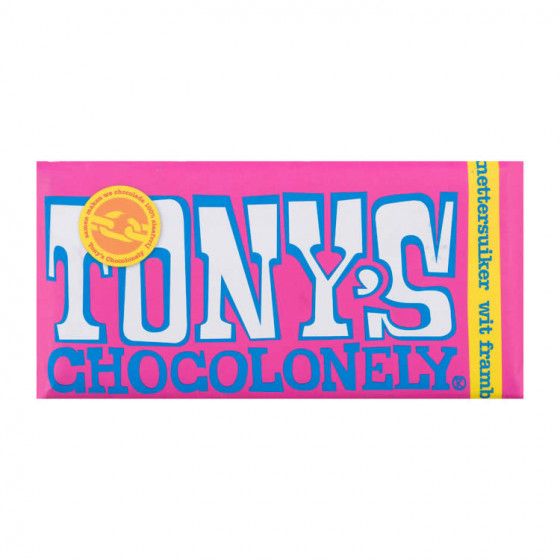 Tony’s Chocolonely Σοκολάτα Λευκή Με Βατόμουρο & Popping Candy (180gr)