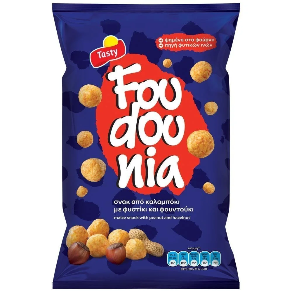 Tasty Snacks Φουντούνια Σνακ Καλαμποκιού Φυστίκι & Φουντούκι (100gr)