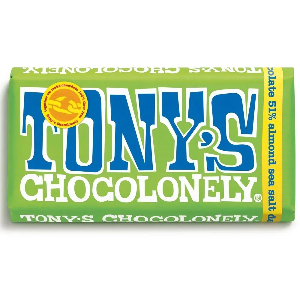Tony’s Chocolonely Σοκολάτα Υγείας με Αμύγδαλο & Θαλασσινό Αλάτι με 51% Κακάο (180gr)