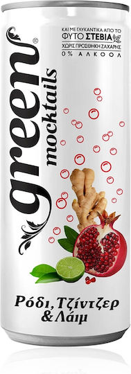 Green Cola Ρόδι Τζίντζερ & Λαιμ με Ανθρακικό, Χωρίς Ζάχαρη (330ml)