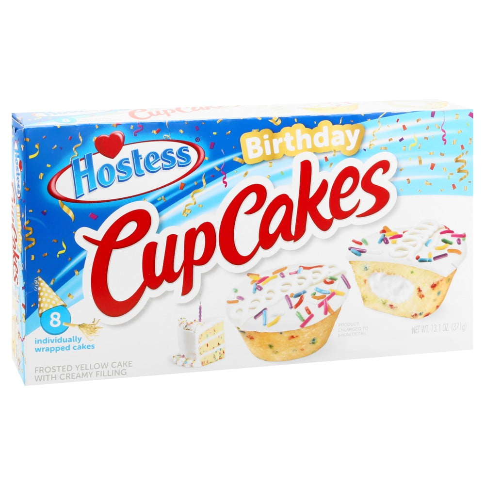 Birthday Cupcakes with Creamy Filling 8 Cakes Hostess