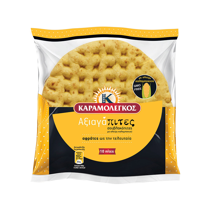 Καραμολέγκος Αξιαγάπιτες Πίτες Καλαμποκιού 10τεμ. (820gr)