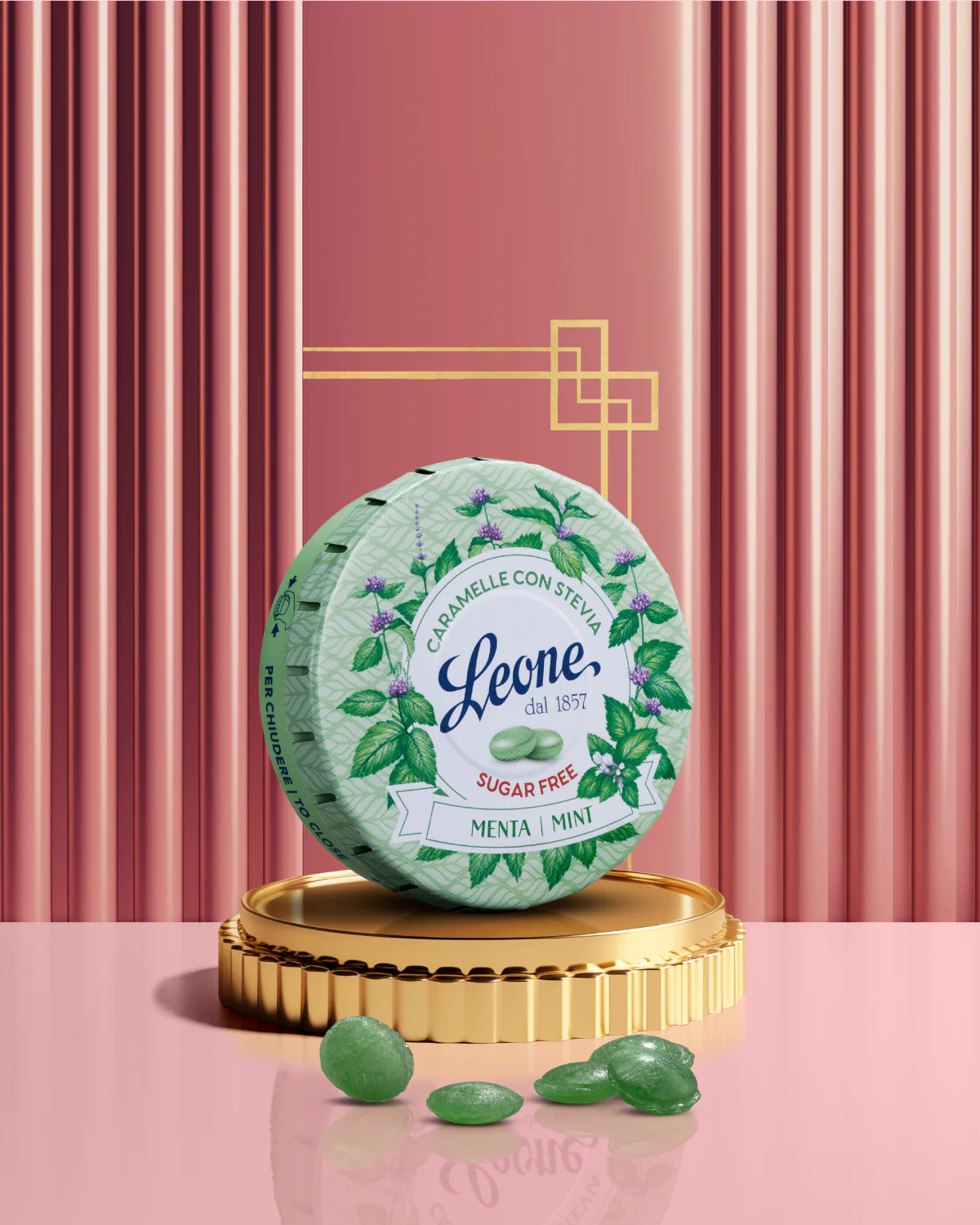 Leone καραμέλες Menta με στέβια χωρίς ζάχαρη