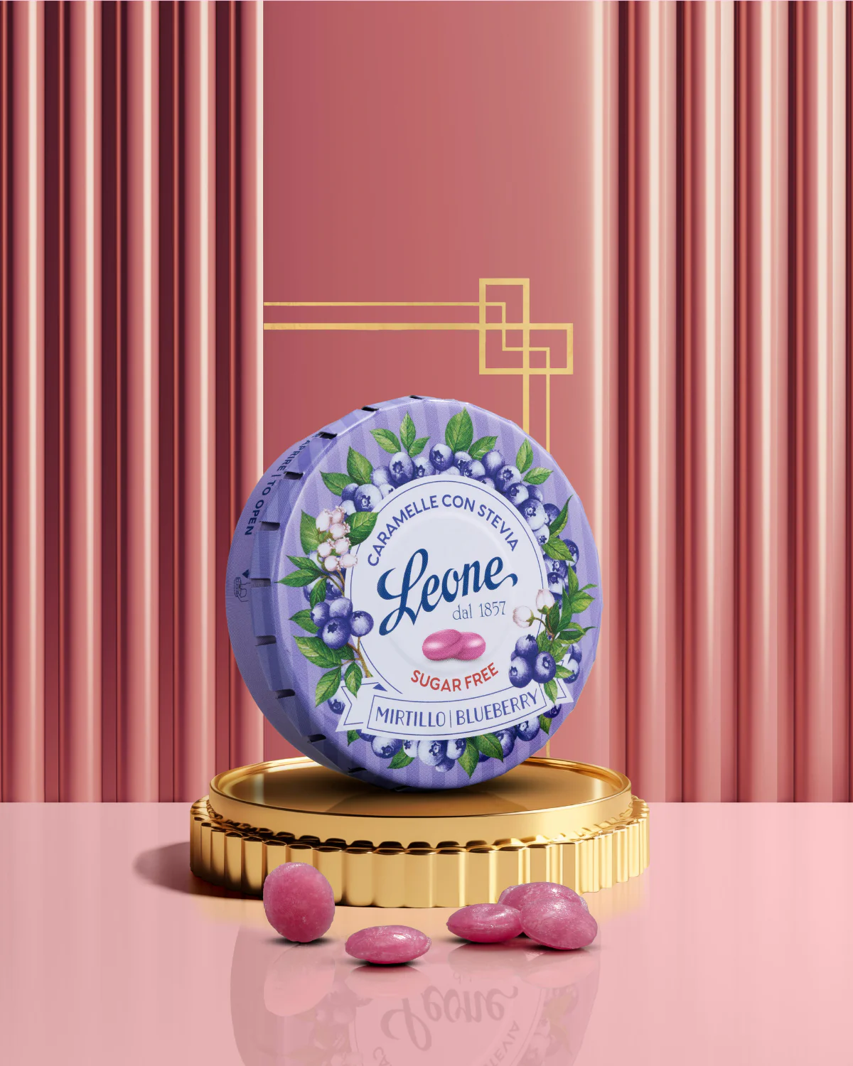 Leone καραμέλες Mirtillo με στέβια χωρίς ζάχαρη