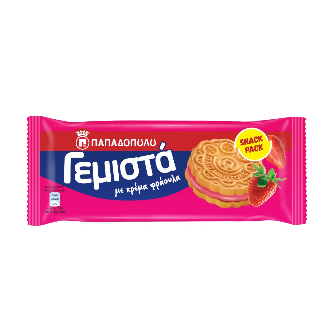 Παπαδοπούλου Γεμιστά με κρέμα φράουλα (58gr)