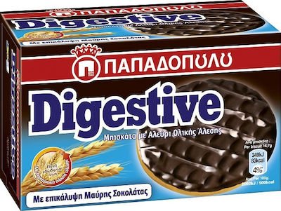 Παπαδοπούλου Digestive με επικάλυψη μαύρης σοκολάτας (200gr)