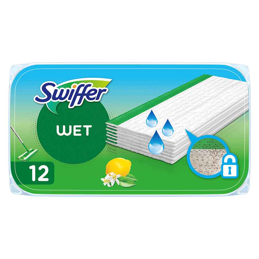 Swiffer Υγρά Πανάκια Καθαρισμού Για Το Πάτωμα Με Άρωμα Λεμόνι (12τεμ)