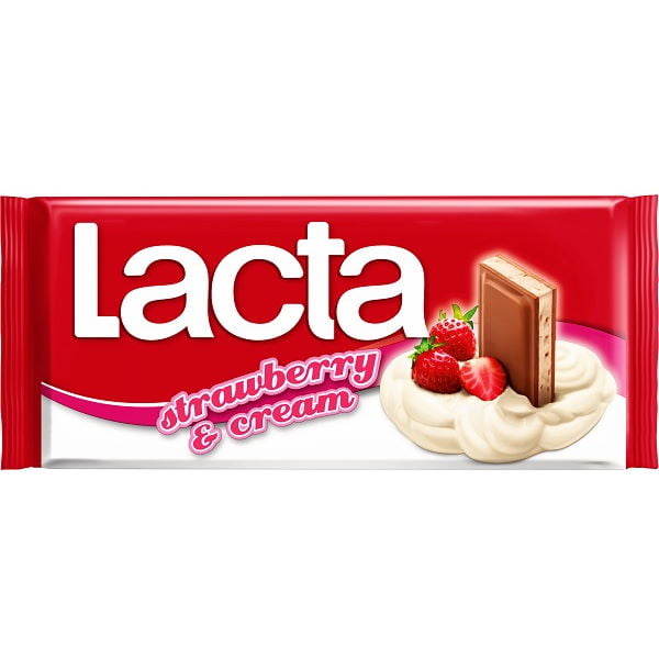 Lacta Σοκολάτα Γάλακτος Φράουλα & Κρέμα (100gr)