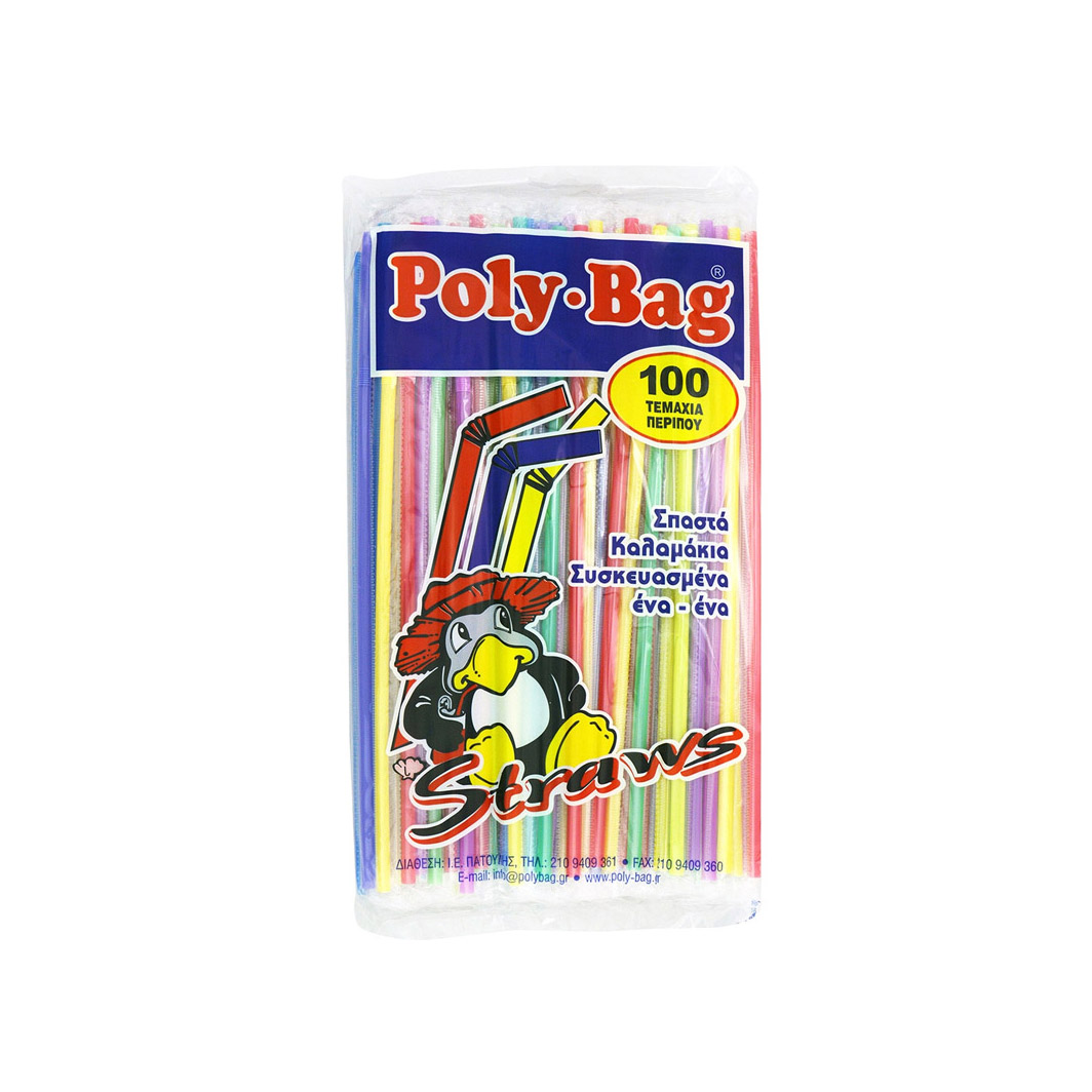 Polybag Καλαμάκια πολύχρωμα ντυμένα πλαστικά (100τεμ)