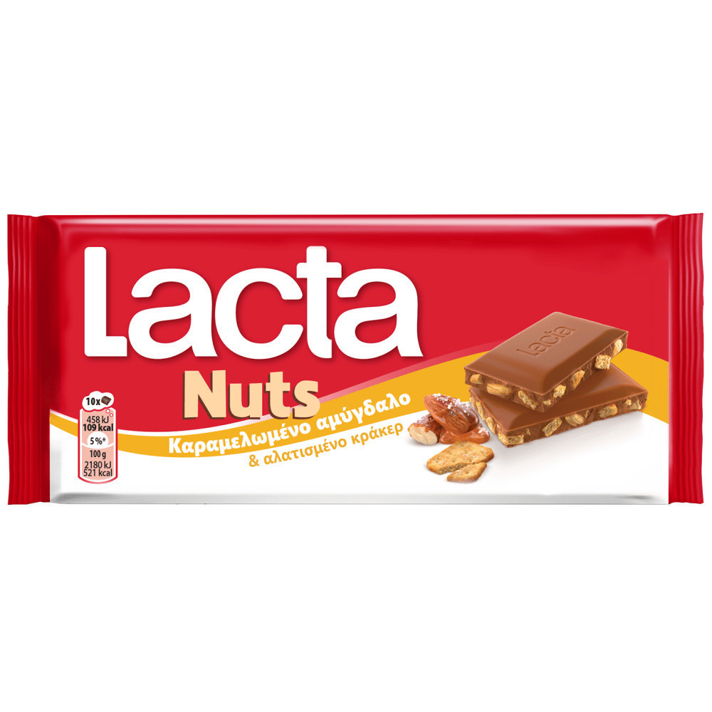 Lacta Σοκολάτα Γάλακτος με Καραμελωμένο Αμύγδαλο & Αλατισμένο Κράκερ (100gr)