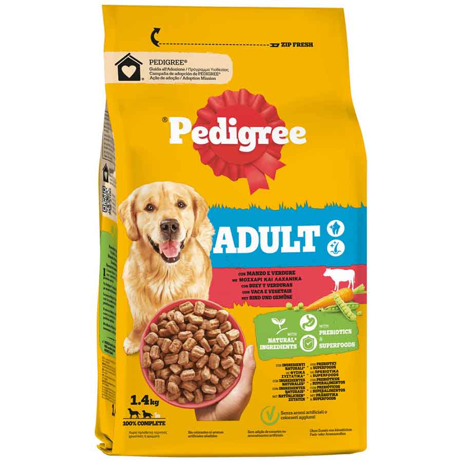 Pedigree Ξηρά Σκυλοτροφή Adult Μοσχάρι & Λαχανικά (1,4kg)