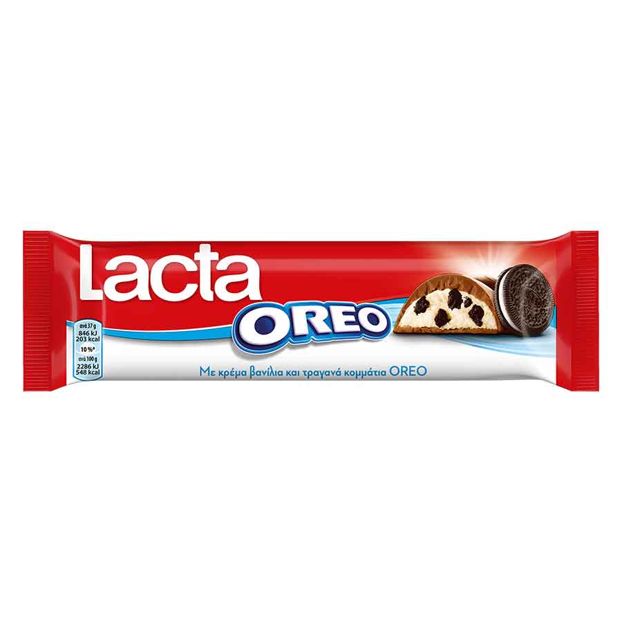 Lacta Μπάρα Σοκολάτα Γάλακτος Με Μπισκότο Oreo (37gr)