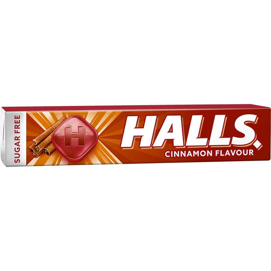 Halls με Κανέλα Καραμέλες μασούρι χωρίς ζάχαρη (32gr)