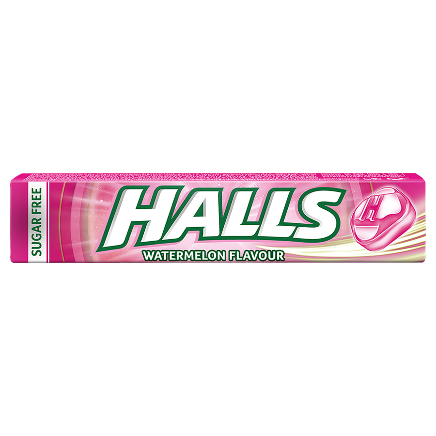 Halls με Καρπούζι Καραμέλες μασούρι χωρίσ ζάχαρη (32gr)