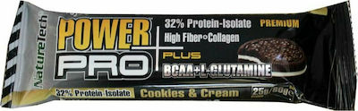 NatureTech Power Pro Plus BCAA & L-Glutamine Μπάρα με 32% Πρωτεΐνη & Γεύση Cookies & Cream (80gr)