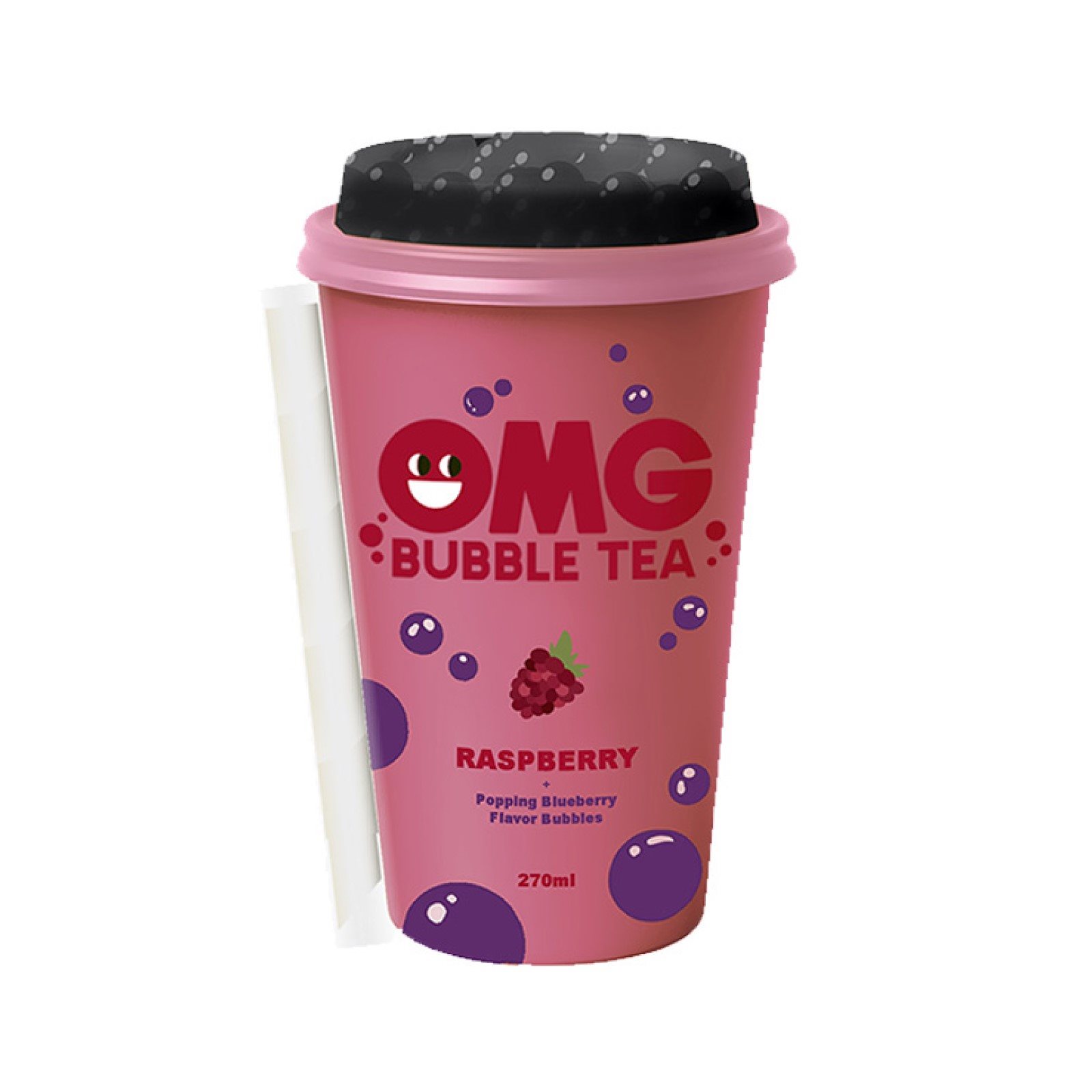 OMG Bubble Tea Raspberry με Πέρλες με γεύση Blueberry (275ml)