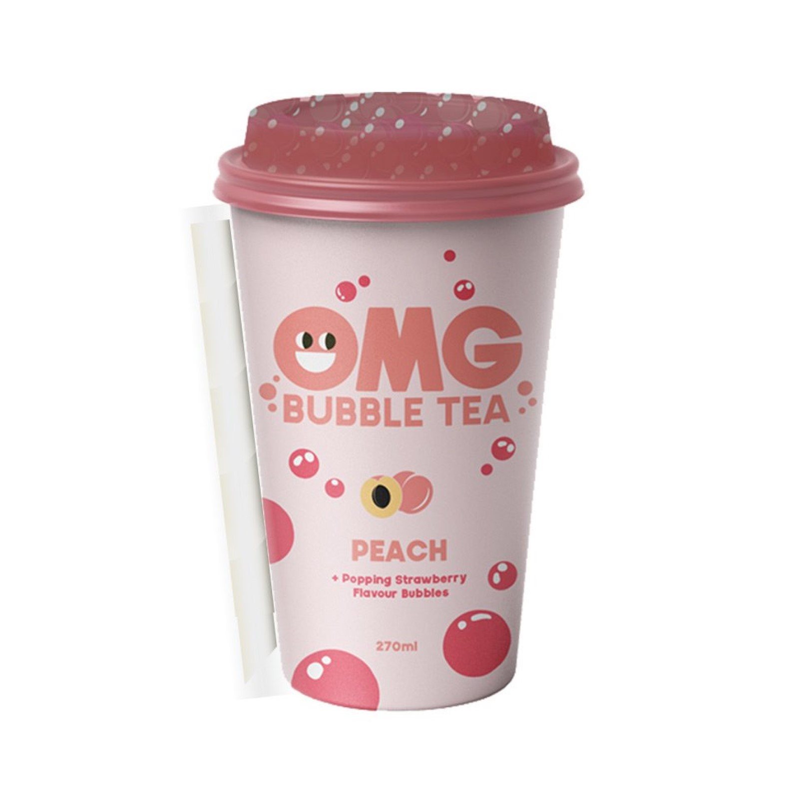 OMG Bubble Tea Ροδάκινο με Πέρλες με γεύση Φράουλα (275ml)