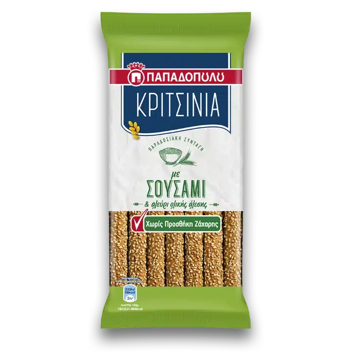 Παπαδοπούλου Kριτσίνια με σουσάμι χωρίς προθήκη ζάχαρης (170gr)